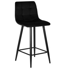 Стул полубарный DOBRIN OLIVIA, черные матовые ножки, черный велюр (108-77)