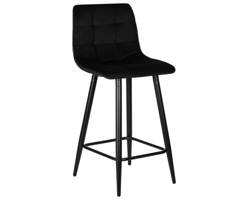 Набор 2 шт Стул полубарный DOBRIN OLIVIA, черные матовые ножки, черный велюр (108-77)