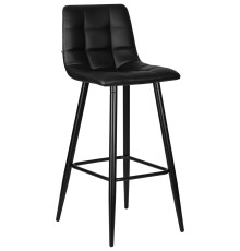 Стул барный DOBRIN NICOLE, черные матовые ножки, черная экокожа (P-01)