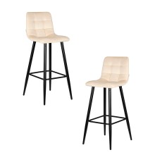 Набор 2 шт Стул барный DOBRIN NICOLE, черные матовые ножки, кремовый велюр (108-113)