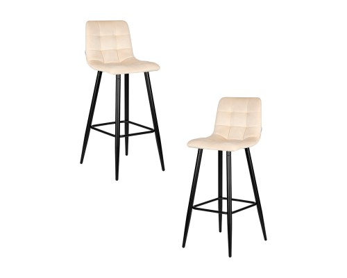 Набор 2 шт Стул барный DOBRIN NICOLE, черные матовые ножки, кремовый велюр (108-113)