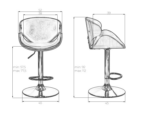 Набор 2 шт Стул барный DOBRIN KARTER, коричневое дерево, чёрный