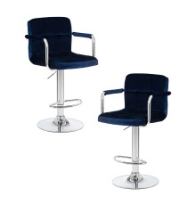 Набор 2 шт Стул барный DOBRIN KRUGER ARM, синий велюр (MJ9-117)