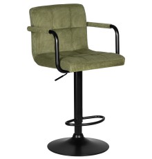 Стул барный DOBRIN KRUGER ARM BLACK, зеленый вельвет (LAR-E2041-7)