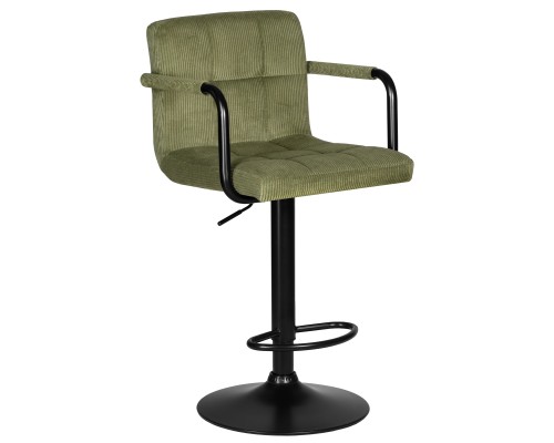Набор 2 шт Стул барный DOBRIN KRUGER ARM BLACK, зеленый вельвет (LAR-E2041-7)
