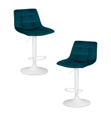 Набор 2 шт Стул барный DOBRIN TAILOR WHITE, морской волны велюр (MJ9-99)