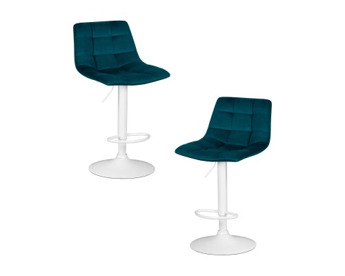 Набор 2 шт Стул барный DOBRIN TAILOR WHITE, морской волны велюр (MJ9-99)