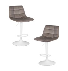 Набор 2 шт Стул барный DOBRIN TAILOR WHITE, серый велюр (MJ9-75)