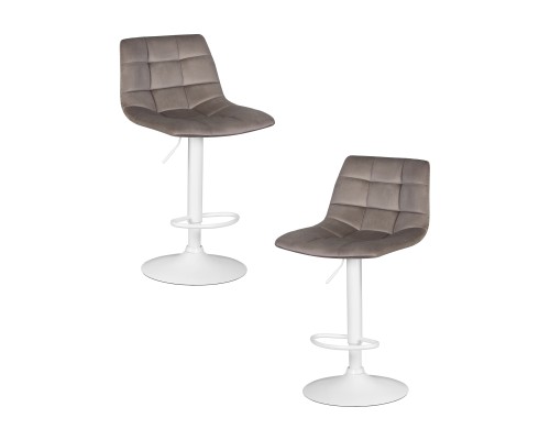 Набор 2 шт Стул барный DOBRIN TAILOR WHITE, серый велюр (MJ9-75)