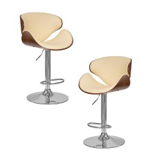 Набор 2 шт Стул барный DOBRIN KARTER, коричневое дерево, кремовый