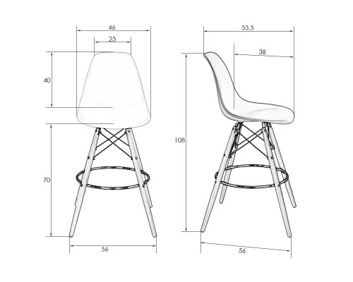 Стул барный DOBRIN DSW BAR, ножки светлый бук, цвет сиденья чёрный (B-03)