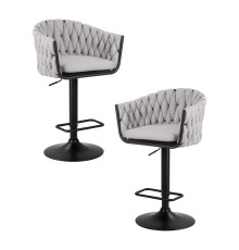 Набор 2 шт Стул барный DOBRIN LEON, серая ткань (LAR 275-17)