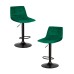 Набор 2 шт Стул барный DOBRIN TAILOR BLACK, зеленый велюр (MJ9-88)