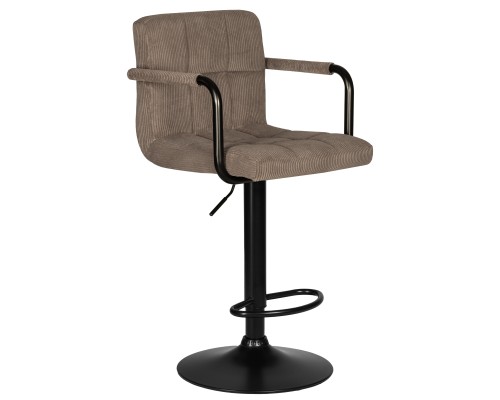 Стул барный DOBRIN KRUGER ARM BLACK, какао вельвет (LAR-E2041-05)