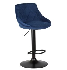 Стул барный DOBRIN LOGAN BLACK, синий велюр (MJ9-117)