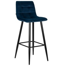 Стул барный DOBRIN NICOLE, черные матовые ножки, темно-синий велюр (108-95)