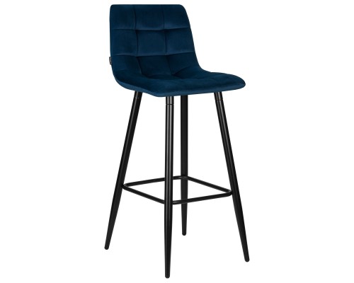 Стул барный DOBRIN NICOLE, черные матовые ножки, темно-синий велюр (108-95)