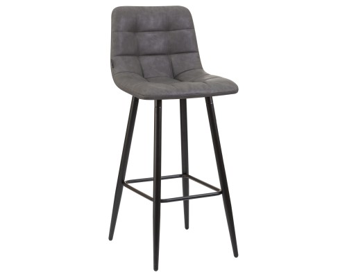 Стул барный DOBRIN NICOLE, черные матовые ножки, серая антрацитовая винтажная экокожа (RU-08)