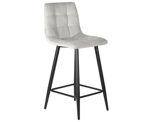 Набор 2 шт Стул полубарный DOBRIN OLIVIA, черные матовые ножки, светло-серый велюр (108-52)