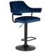 Набор 2 шт Стул барный DOBRIN CHARLY BLACK, синий велюр (MJ9-117)