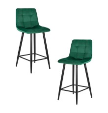 Набор 2 шт Стул полубарный DOBRIN OLIVIA, черные матовые ножки, зелёный велюр (108-64)