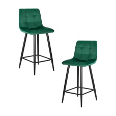 Набор 2 шт Стул полубарный DOBRIN OLIVIA, черные матовые ножки, зелёный велюр (108-64)
