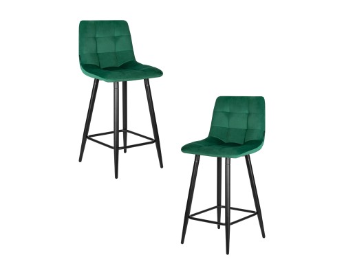 Набор 2 шт Стул полубарный DOBRIN OLIVIA, черные матовые ножки, зелёный велюр (108-64)