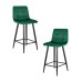 Набор 2 шт Стул полубарный DOBRIN OLIVIA, черные матовые ножки, зелёный велюр (108-64)