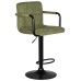 Набор 2 шт Стул барный DOBRIN KRUGER ARM BLACK, зеленый вельвет (LAR-E2041-7)
