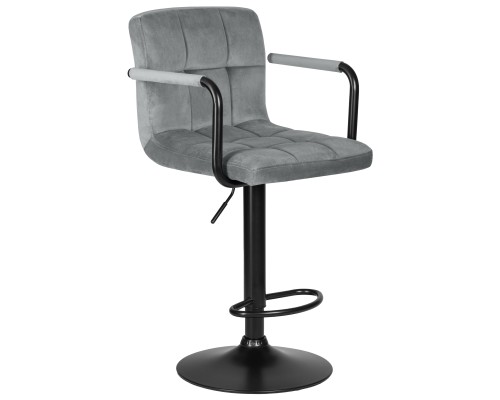 Набор 2 шт Стул барный DOBRIN KRUGER ARM BLACK, серый велюр (MJ9-75)