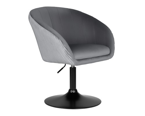 Кресло дизайнерское DOBRIN EDISON BLACK, серый велюр (1922-19)
