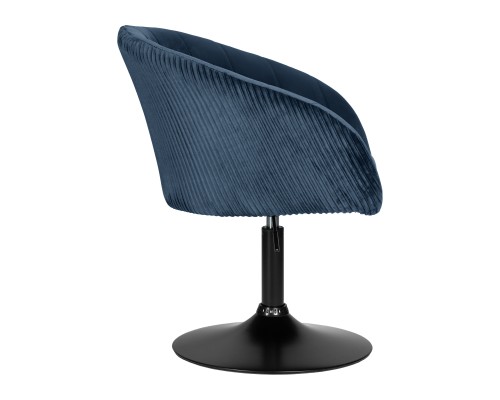 Кресло дизайнерское DOBRIN EDISON BLACK, синий велюр (1922-20)