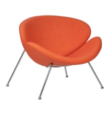 Кресло дизайнерское DOBRIN EMILY, оранжевая ткань AF, хромированная сталь