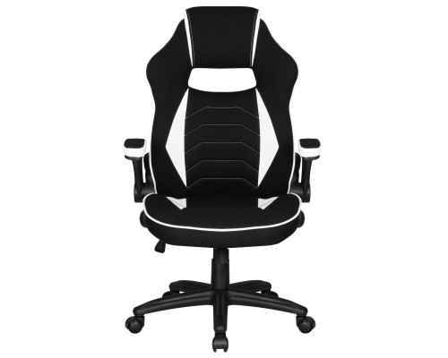 Кресло игровое DOBRIN RICK, черно-белая ткань