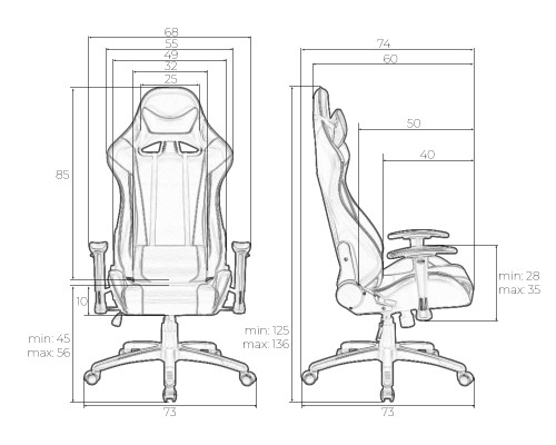 Кресло игровое DOBRIN DALLAS, черно-белая ткань