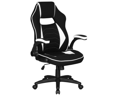 Кресло игровое DOBRIN RICK, черно-белая ткань
