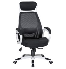 Офисное кресло для руководителей DOBRIN STEVEN WHITE, белый пластик, чёрная ткань