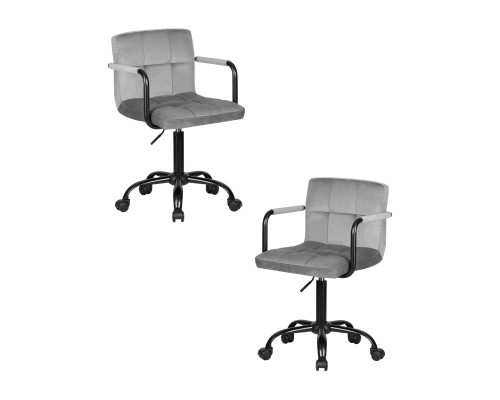 Набор 2 шт Офисное кресло для персонала DOBRIN TERRY BLACK, серый велюр (MJ9-75)
