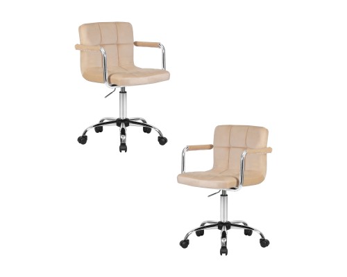 Набор 2 шт Офисное кресло для персонала DOBRIN TERRY, бежевый велюр (MJ9-10)