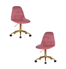 Набор 2 шт Офисное кресло для персонала DOBRIN MONTY GOLD, розовый велюр (MJ9-32)