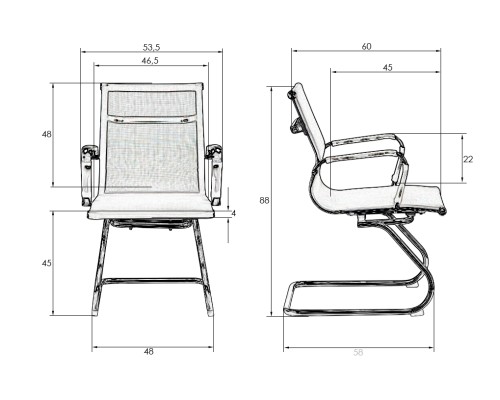 Набор 2 шт Офисное кресло для посетителей DOBRIN CODY MESH, серый