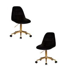 Набор 2 шт Офисное кресло для персонала DOBRIN MONTY GOLD, чёрный велюр (MJ9-101)