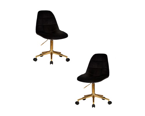 Набор 2 шт Офисное кресло для персонала DOBRIN MONTY GOLD, чёрный велюр (MJ9-101)