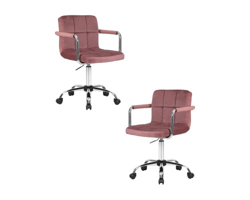 Набор 2 шт Офисное кресло для персонала DOBRIN TERRY, пудрово-розовый велюр (MJ9-32)