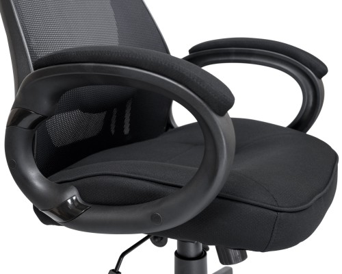 Офисное кресло для руководителей DOBRIN STEVEN BLACK, чёрный пластик, чёрная ткань