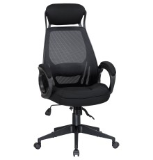 Офисное кресло для руководителей DOBRIN STEVEN BLACK, чёрный пластик, чёрная ткань