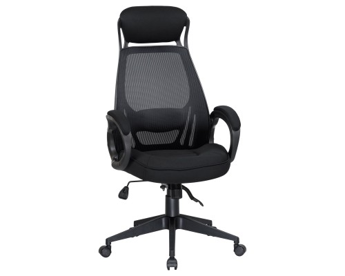 Офисное кресло для руководителей DOBRIN STEVEN BLACK, чёрный пластик, чёрная ткань