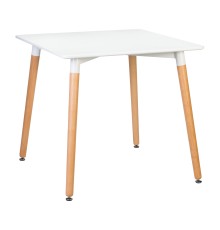 Стол обеденный DOBRIN SERRA, ножки светлый бук, столешница белая