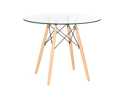 Стол обеденный DOBRIN CHELSEA`90 GLASS, ножки светлый бук, столешница стекло