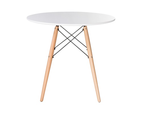 Стол обеденный DOBRIN CHELSEA`80, ножки светлый бук, столешница белая